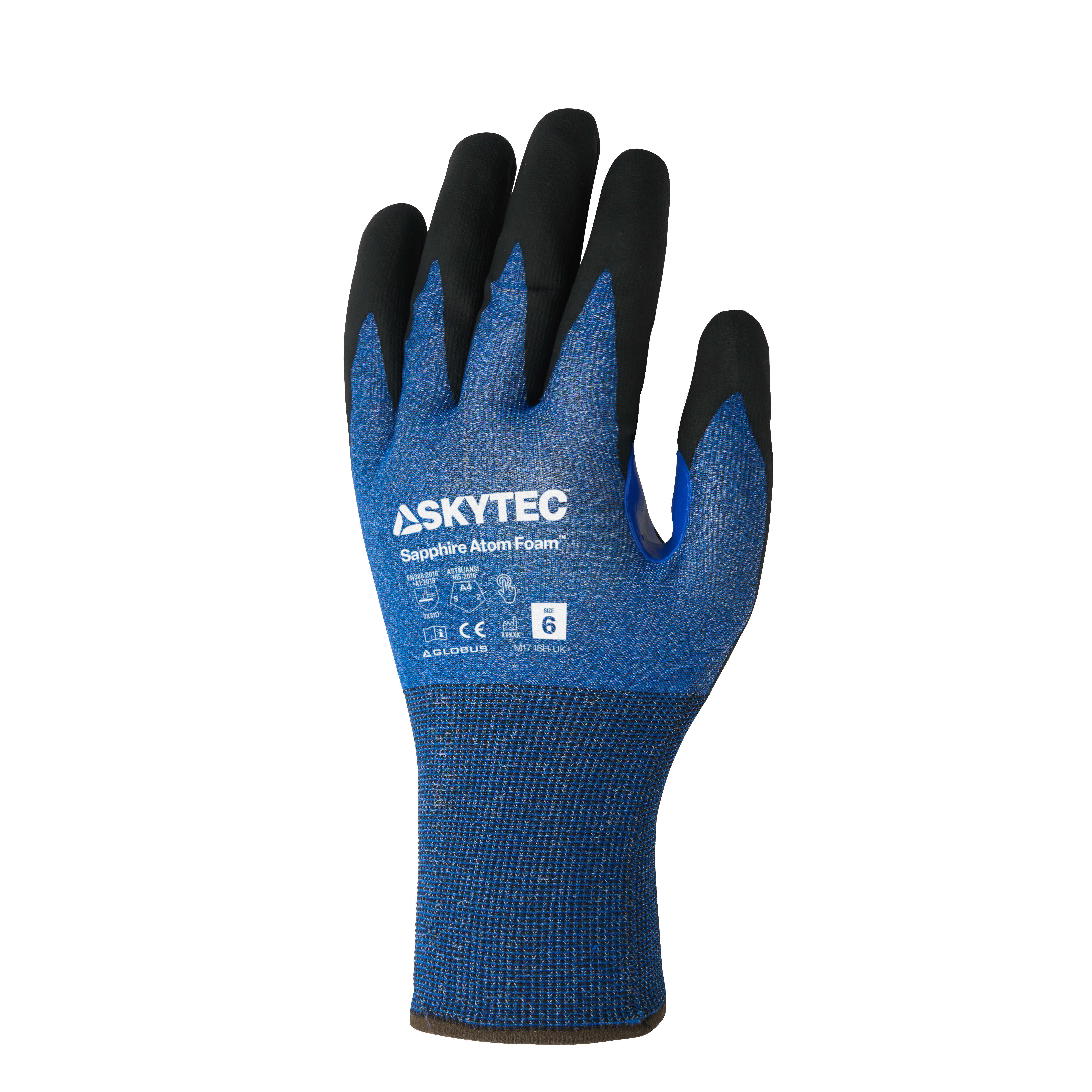 Skytec Sapphire Atom Foam Cut-Resistant Gloves (Size 8/M) – Touchscreen, Nitrile Foam Grip