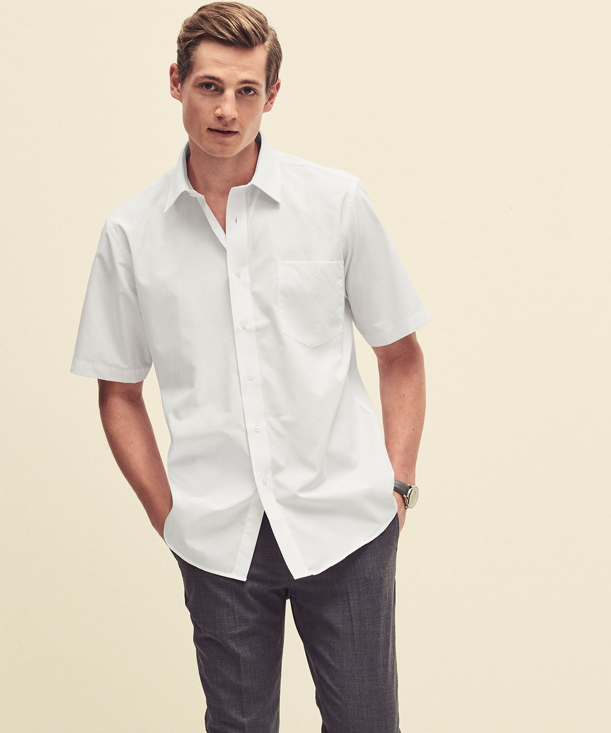 Fruit Of The Loom Poplin Short Sleeve Shirt