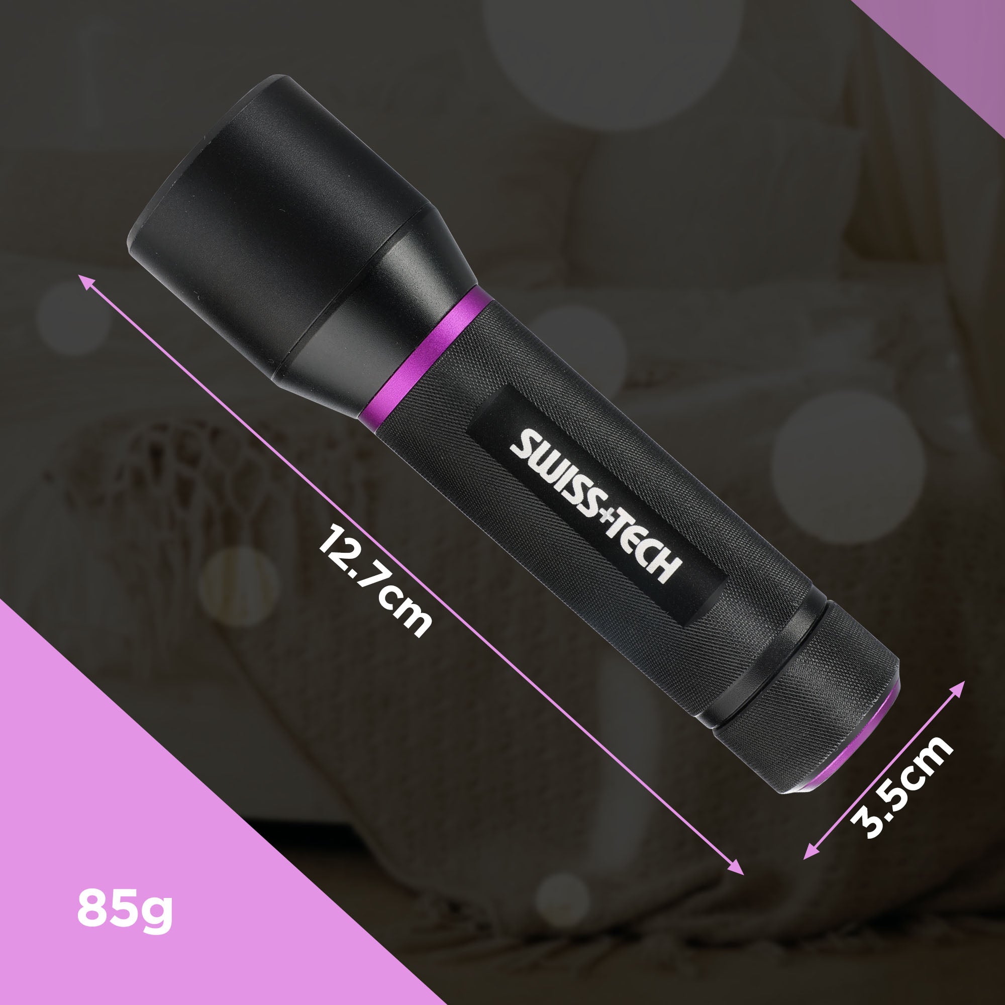 Scruffs Swiss-Tech UV Flashlight 3 x AAA Battery Powered - Leak Detection & Security Inspection