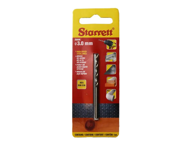 Starrett HSS Split Point Drill Bit 3.0 x 61mm