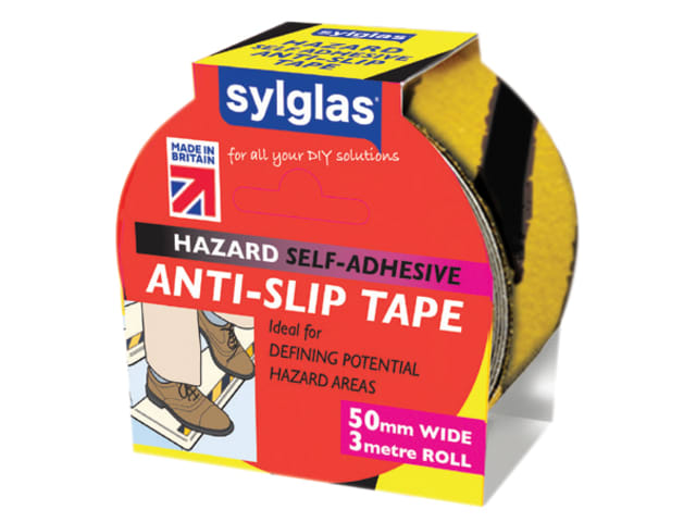 Sylglas Anti-Slip Tape 50mm x 3m Black & Yellow Hazard