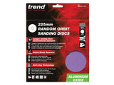 Trend Aluminium Oxide Orbital Sanding Disc 225mm x 120G (Pack 10)