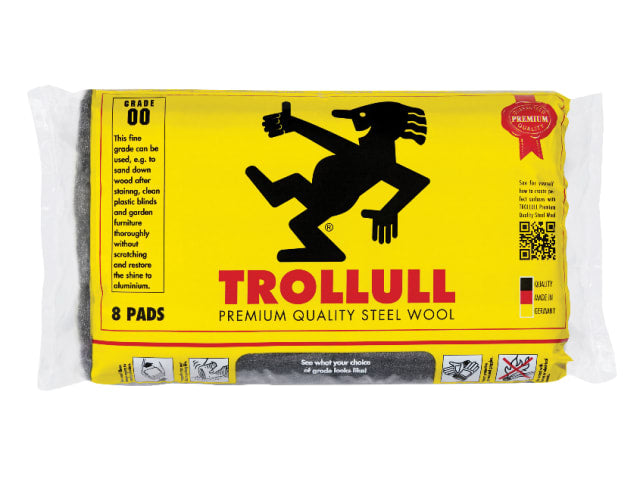 Trollull Extra Large Steel Wool Pads Grade 00 (Pack 8)