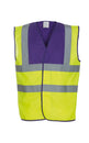 Yoko Hi-Vis 2-Band-And-Braces Waistcoat (Hvw100) - Purple Yoke/Yellow