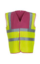 Yoko Hi-Vis 2-Band-And-Braces Waistcoat - Raspberry Yoke/Yellow