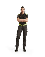 Blaklader Women's Polo Shirt 3390 #colour_black-hi-vis-yellow