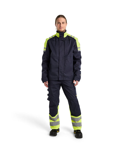 Blaklader Jacket Inherent Steel 4505 #colour_navy-blue-hi-vis-yellow