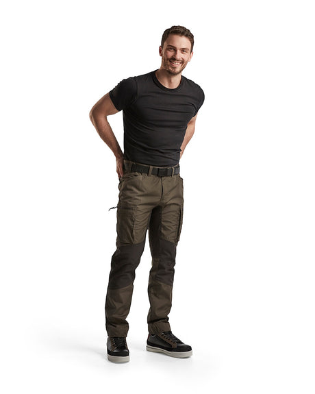 Blaklader Service Trousers with Stretch 14591845 #colour_dark-olive-green-black