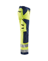 Blaklader Hi-Vis Trousers without Nail Pockets 1566 - Hi-Vis Yellow/Navy Blue