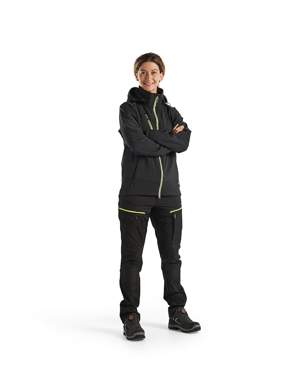 Blaklader Women's Softshell Jacket 4719 #colour_black-hi-vis-yellow