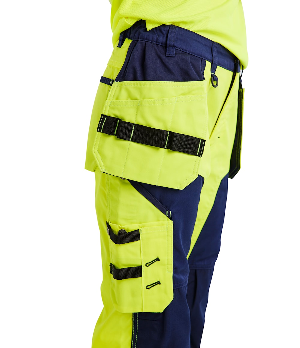 Blaklader Women's Hi-Vis Trousers 7156 #colour_hi-vis-yellow-navy-blue