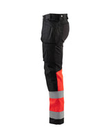 Blaklader Hi-Vis Trousers with Stretch 1558 - Black/Hi-Vis Red