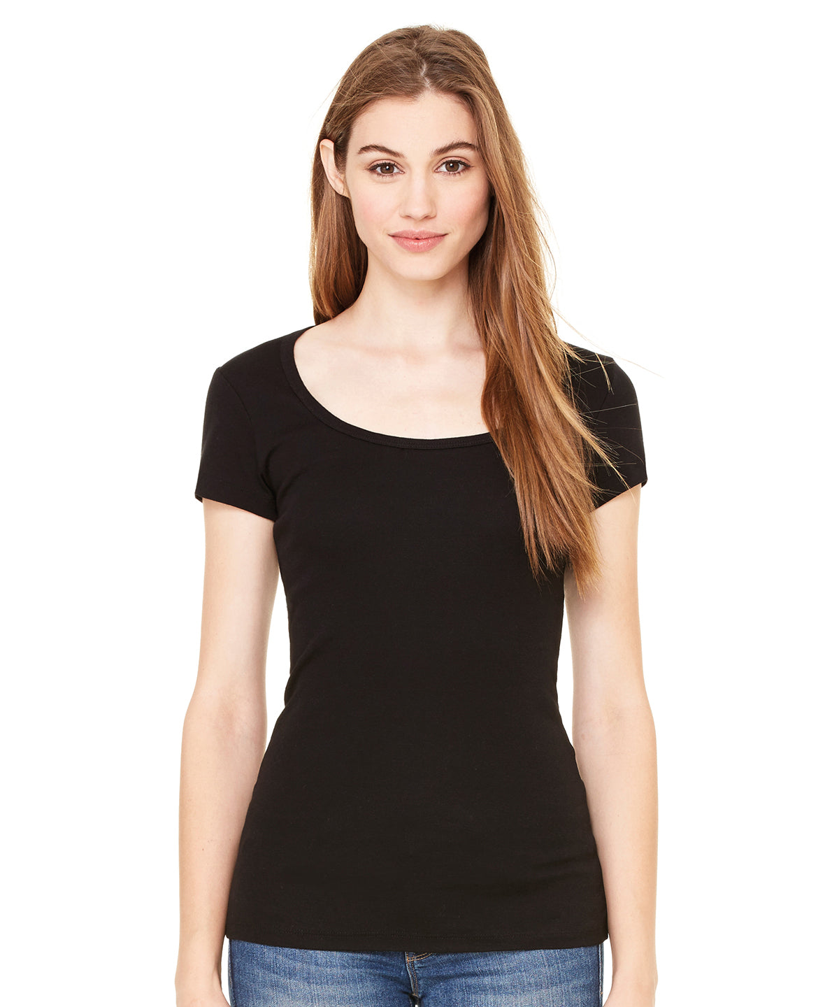 Bella Canvas Sheer Mini Rib Scoop Neck T-Shirt