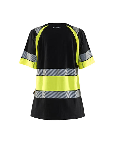 Blaklader Women's Hi-Vis T-Shirt 3410 #colour_black-hi-vis-yellow