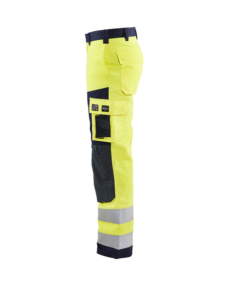 Blaklader Multinorm Craftsman Trousers 1578 #colour_hi-vis-yellow-navy-blue