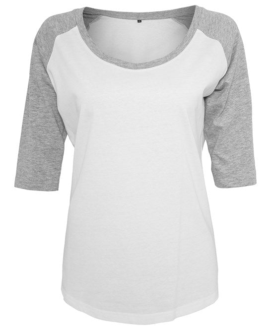 Build Your Brand Women's ¾ Contrast Raglan Tee