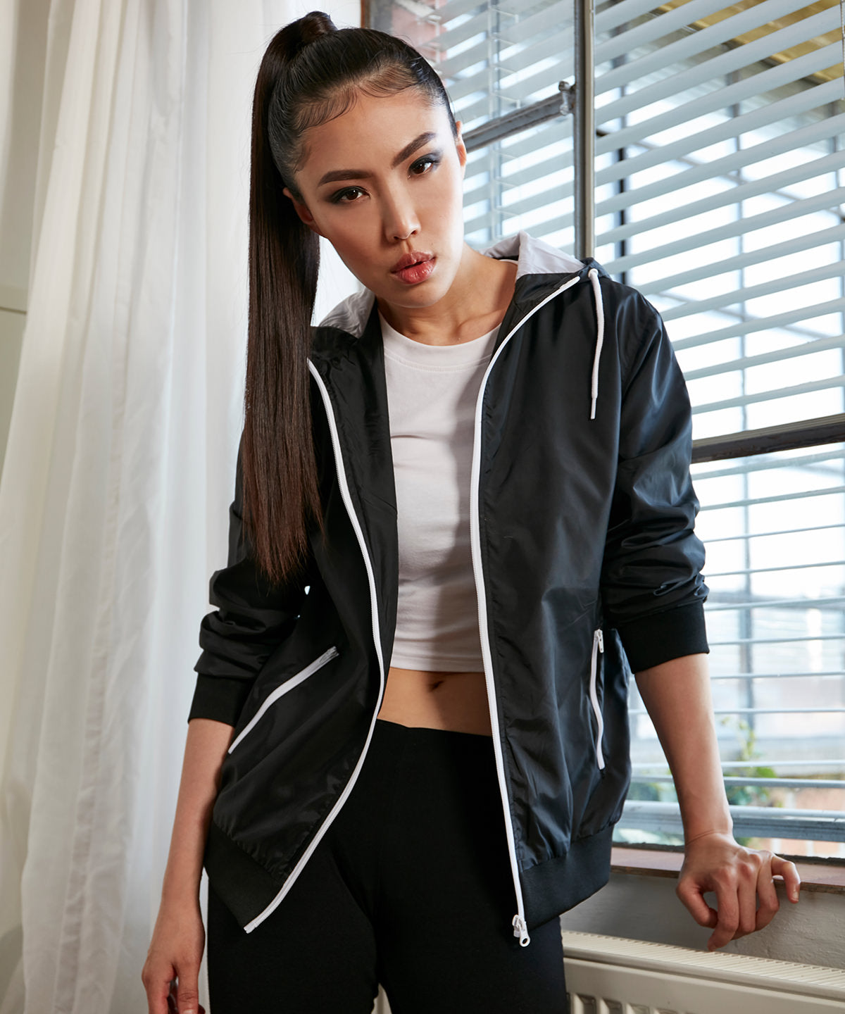 Build Your Brand Women's Two-Tone Tech Windrunner Jacket