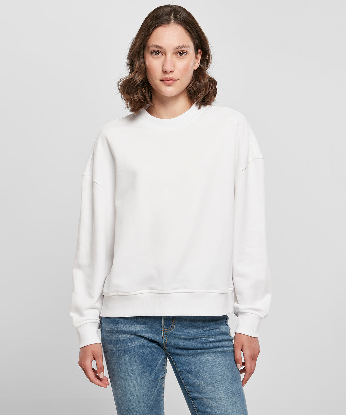 Build Your Brand Women's Oversized Crew Neck Sweatshirt