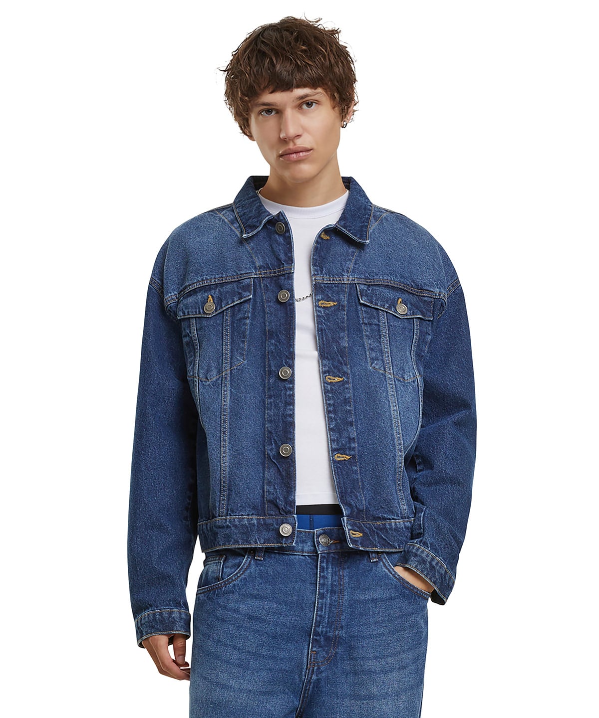 Build Your Brand BY312 Heavy Ounce Boxy Denim Jacket