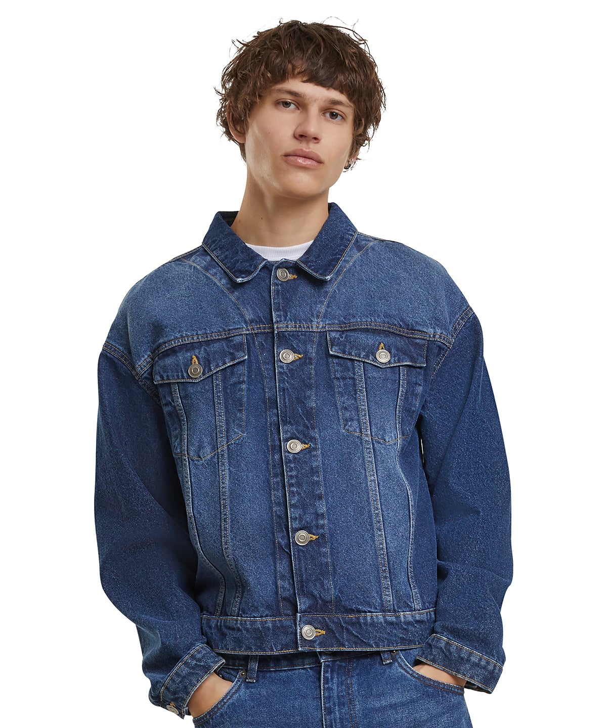 Build Your Brand BY312 Heavy Ounce Boxy Denim Jacket