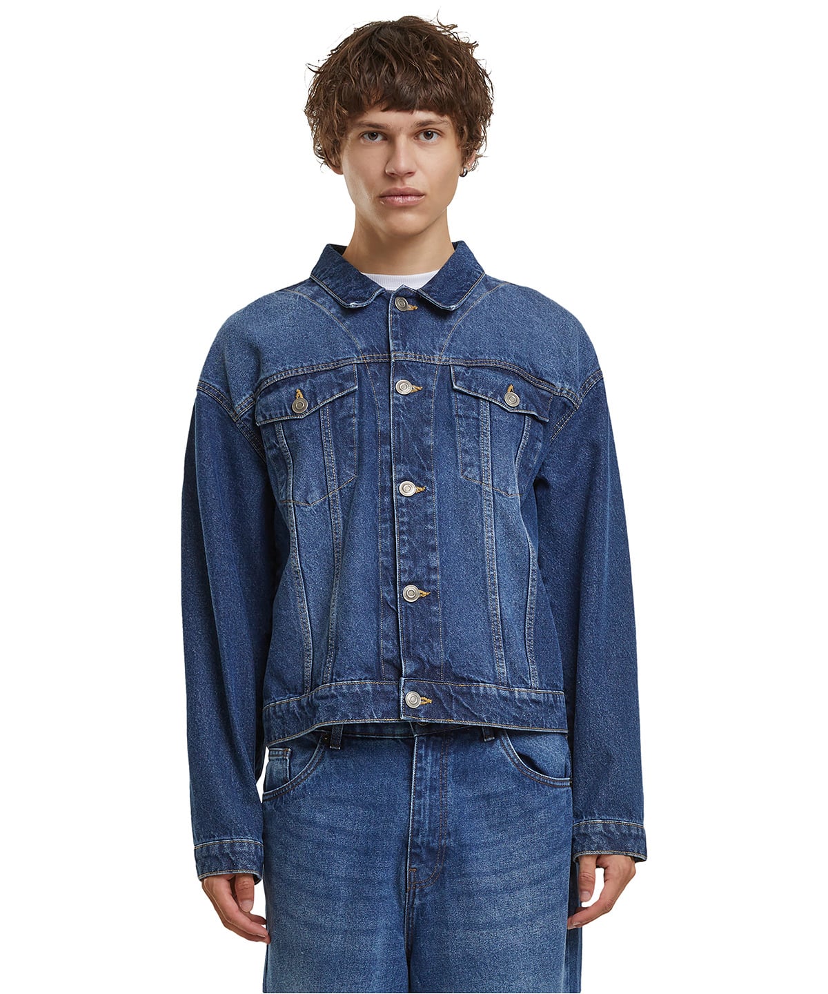 Build Your Brand BY312 Heavy Ounce Boxy Denim Jacket