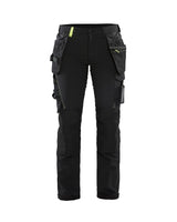 Blaklader Women's 4-Way Stretch Craftsman Trousers 7192 #colour_black-hi-vis-yellow