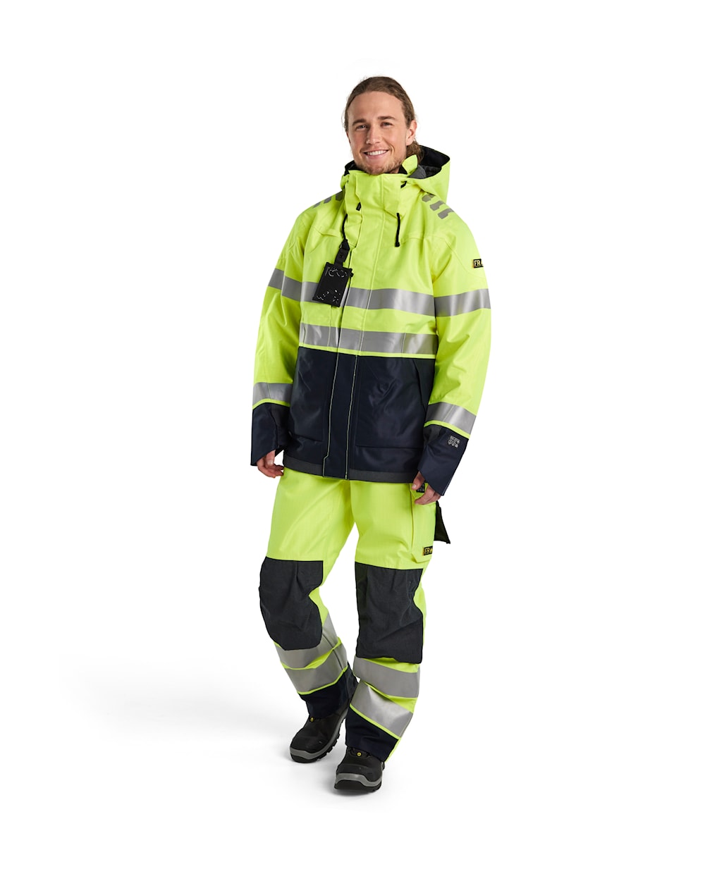 Blaklader Multinorm Shell Jacket 4088 #colour_hi-vis-yellow-navy-blue