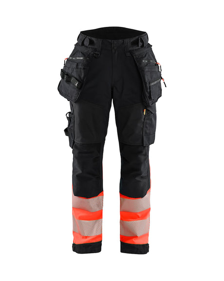 Blaklader Softshell Hi-Vis Trousers Women 7114 #colour_black-red-hi-vis