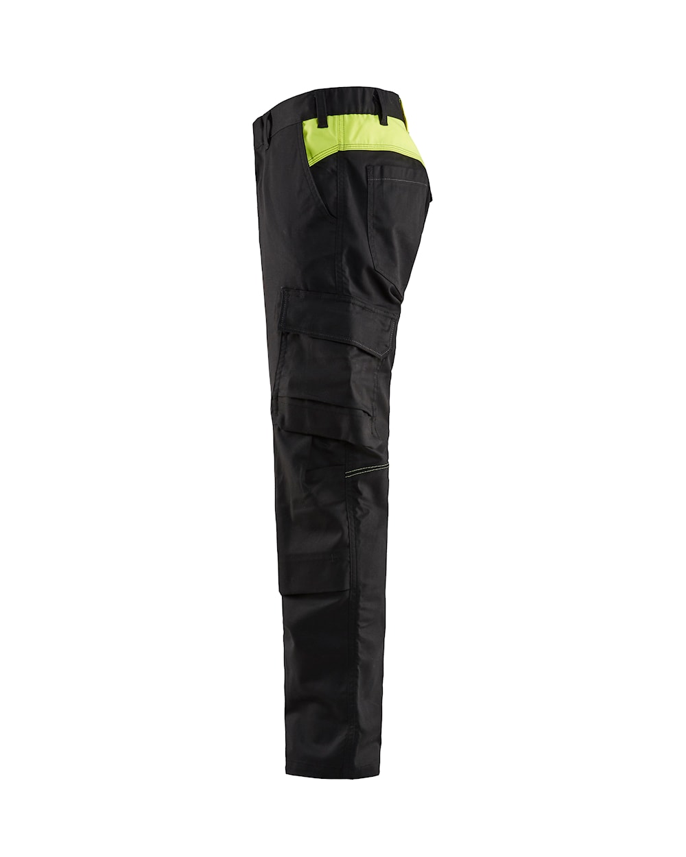 Blaklader Industry Trousers Stretch with Knee Pad Pockets 1448 - Black/Hi-vis yellow #colour_black-hi-vis-yellow