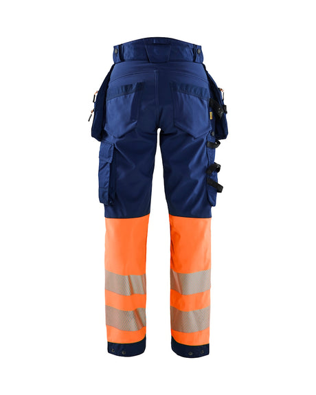 Blaklader Softshell Hi-Vis Trousers Women 7114 #colour_navy-blue-orange