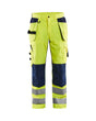 Blaklader Ventilated Hi-Vis Trousers 1565 #colour_hi-vis-yellow-navy-blue