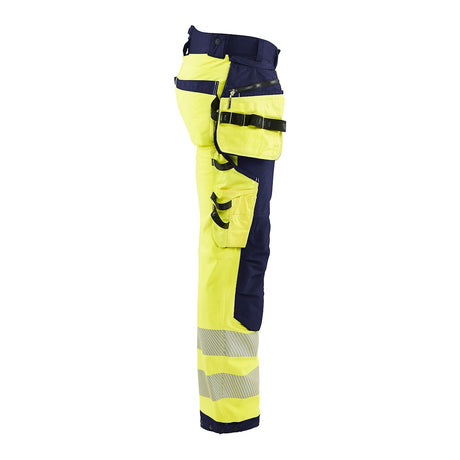 Blaklader Softshell Hi-Vis Trousers 1820 #colour_hi-vis-yellow-navy-blue