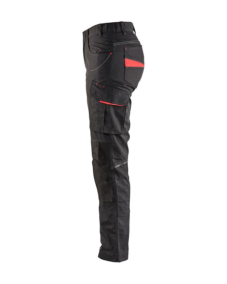 Blaklader Women's Service Trousers with Stretch 7195 #colour_black-red