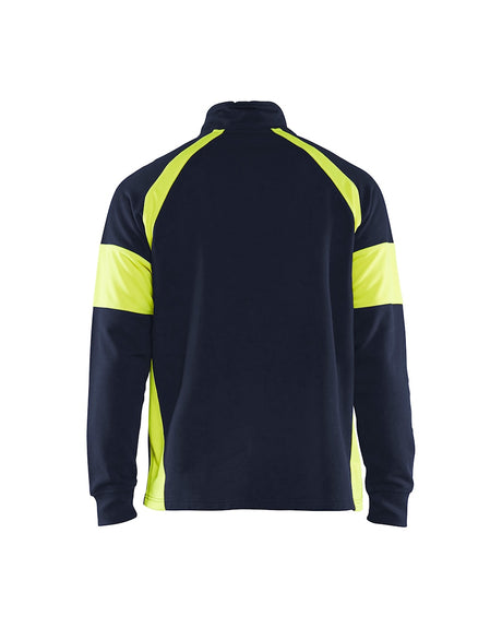 Blaklader Sweatshirt with Hi-Vis Panels 3550 #colour_navy-blue-hi-vis-yellow