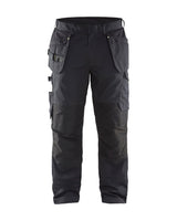 Blaklader Service Trousers with Stretch And Nail Pockets 1496 #colour_black-hi-vis-yellow