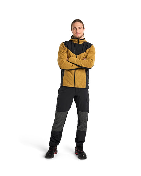 Blaklader Knitted Jacket with Softshell 5940 #colour_honey-gold-black