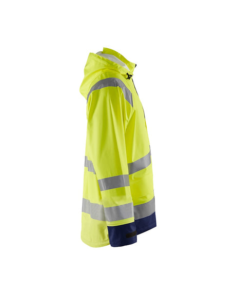 Blaklader Rain Jacket Hi-Vis Level 1 4323 #colour_hi-vis-yellow-navy-blue