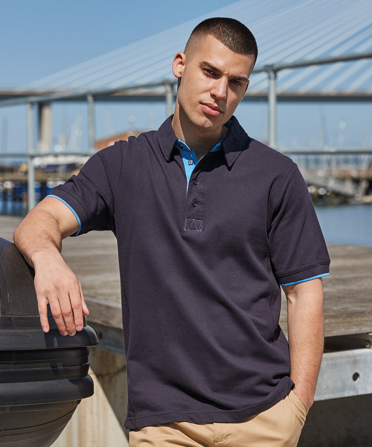 Front Row Contrast Piqué Polo Shirt