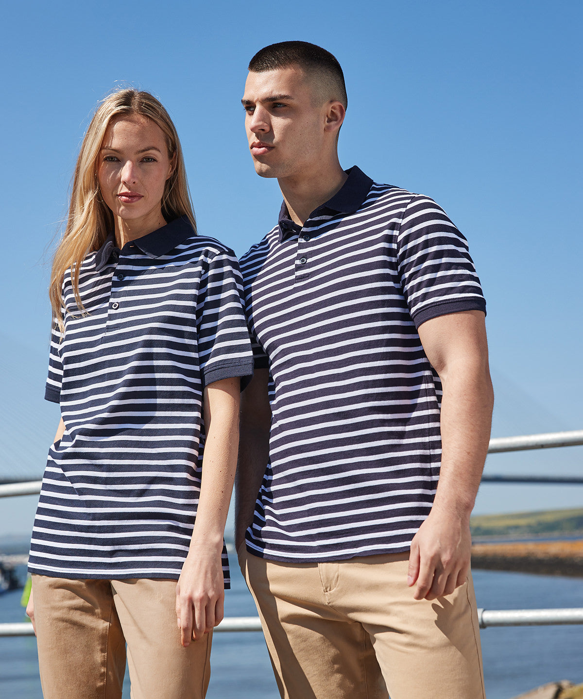 Front Row Striped Jersey Polo Shirt