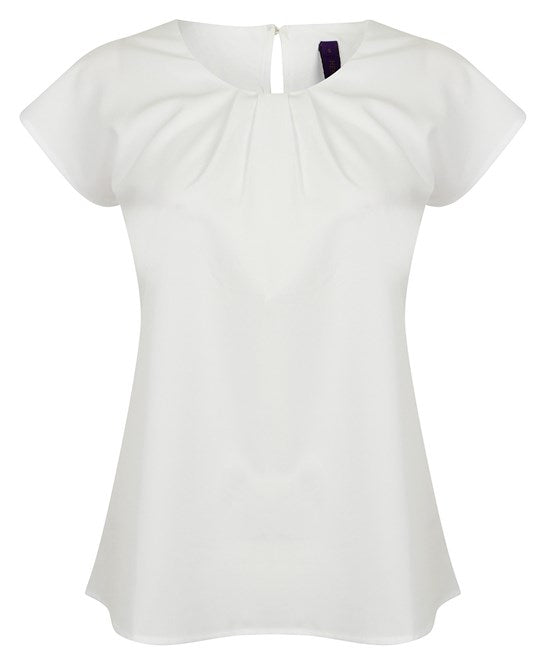 Henbury Women's Pleat Front Short Sleeve Blouse