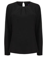 Henbury Women's Pleat Front Long Sleeve Blouse