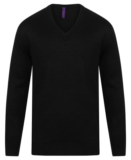 Henbury Cashmere Touch Acrylic V-Neck Jumper