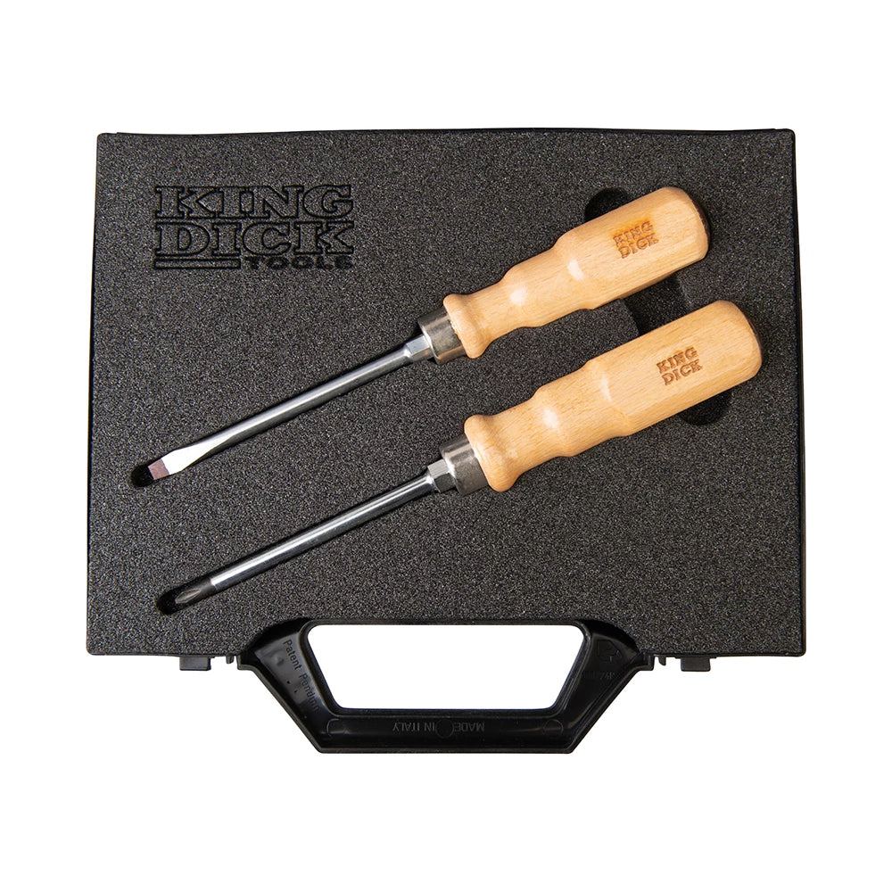 King Dick Heritage Wooden Handled Screwdriver Set 2pce - Slotted 7/32" & PH2