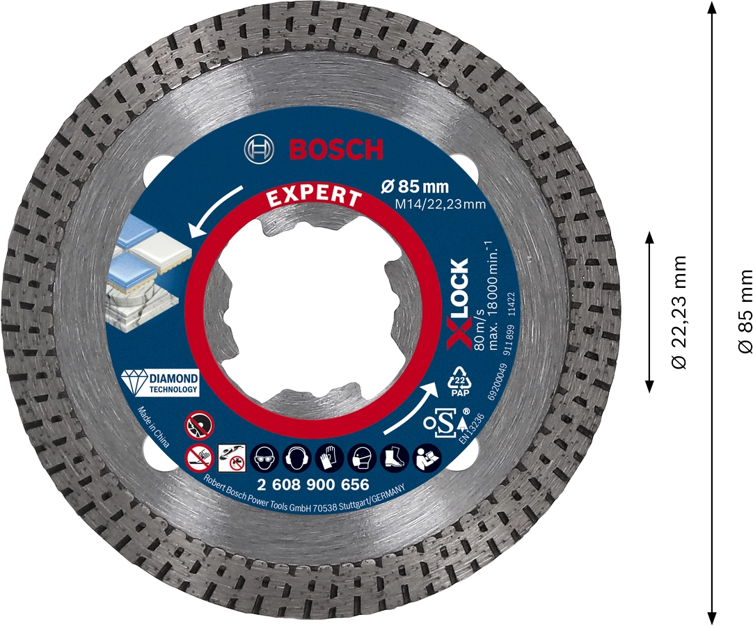 Bosch Professional Expert HardCeramic X-LOCK Diamond Cutting Disc - 85x22.23x1.6x7mm