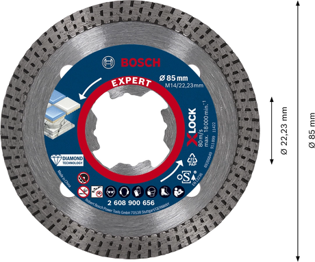 Bosch Professional Expert HardCeramic X-LOCK Diamond Cutting Disc - 85x22.23x1.6x7mm