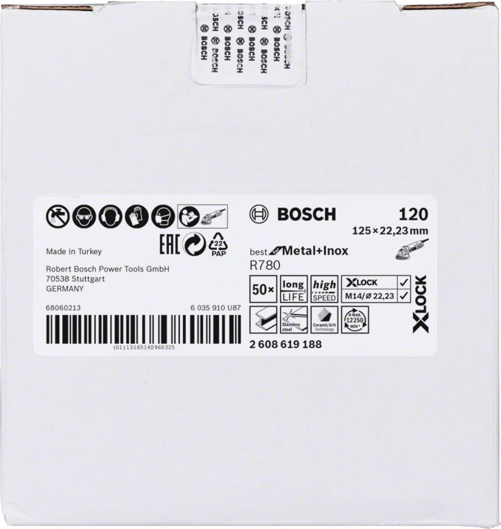 Bosch Professional X-LOCK Fibre Disc R780 for Metal and Inox, 125 x 22.23 mm, G125