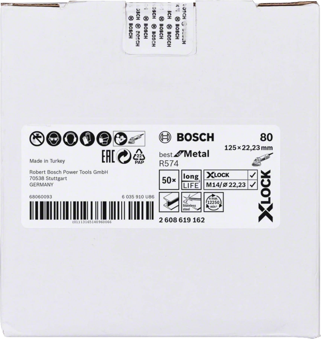 Bosch Professional X-LOCK Fibre Sanding Discs - 125mm G 80 R574 - Best for Metal