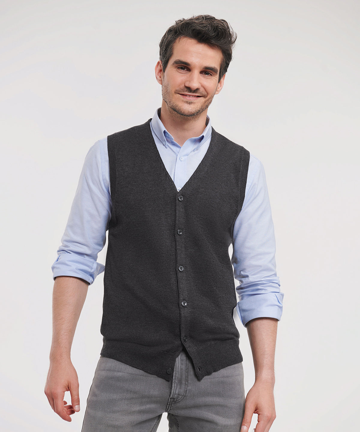 Russell Collection V-Neck Sleeveless Knitted Cardigan