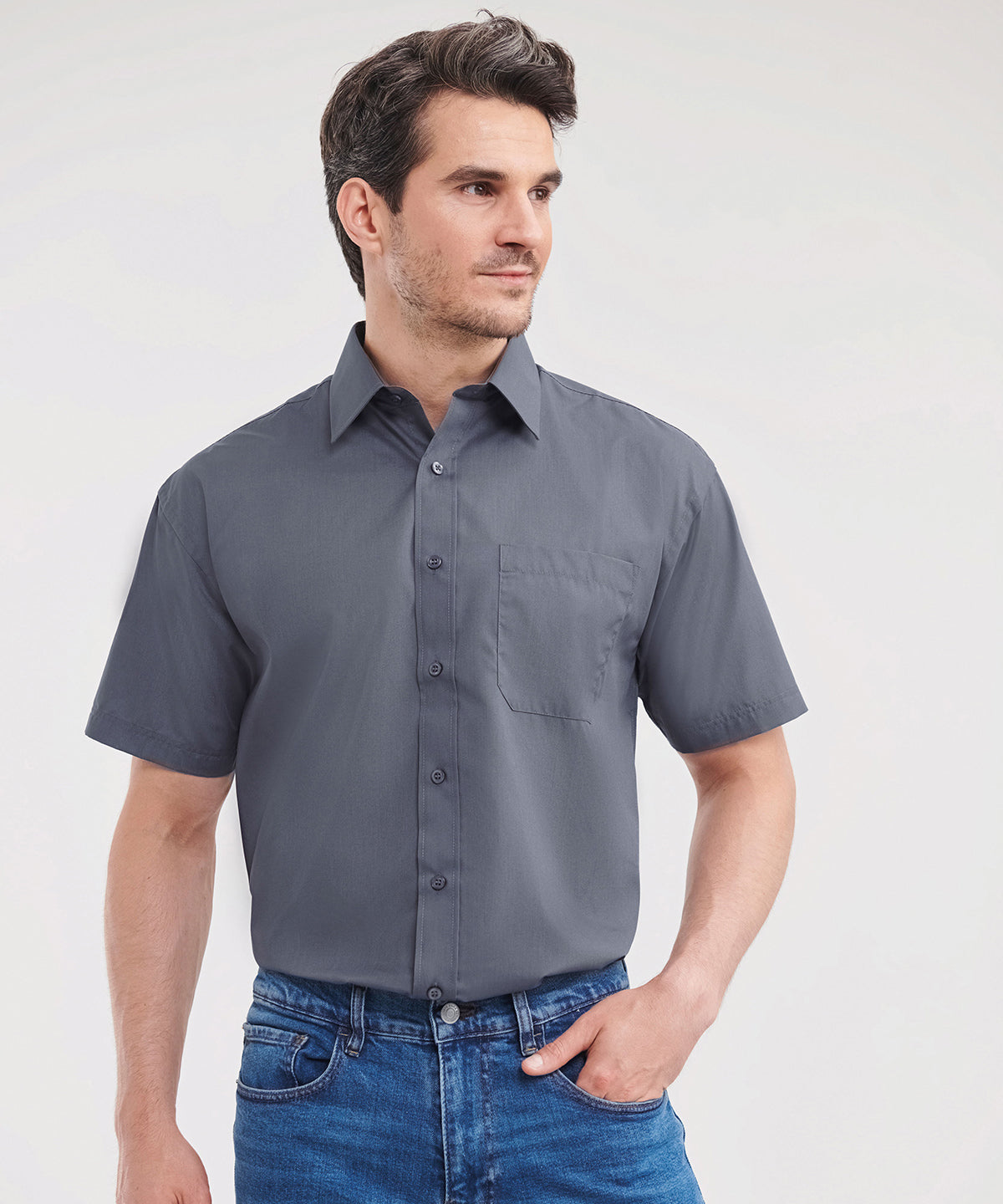 Russell Collection Short Sleeve Polycotton Easycare Poplin Shirt