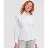 Russell Collection Women's Long Sleeve 100% Cotton Poplin Shirt